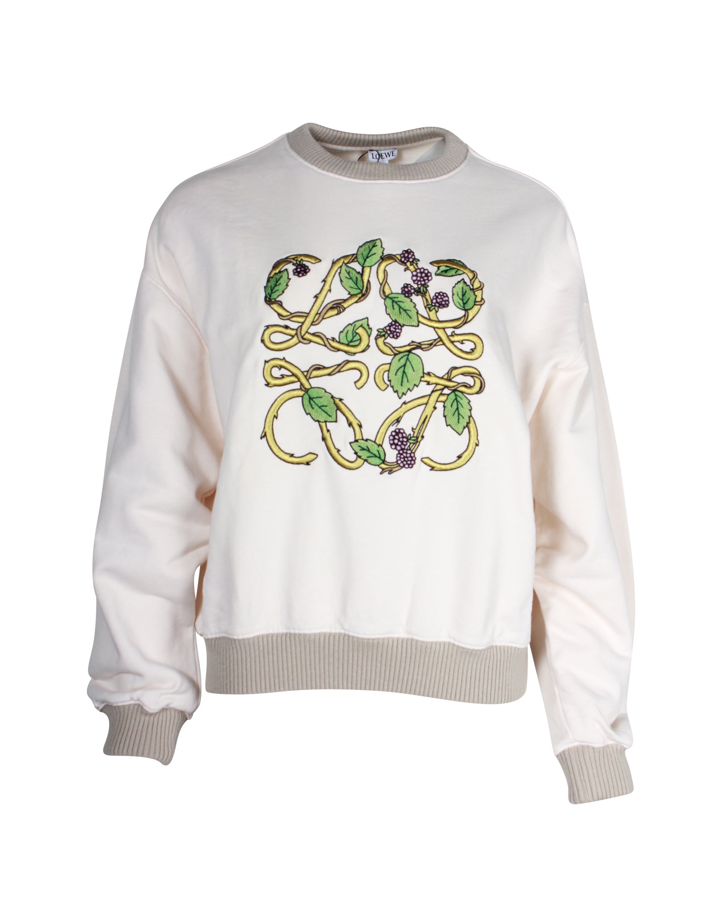Loewe Herbarium-Anagram Pullover aus cremefarbener Baumwolle