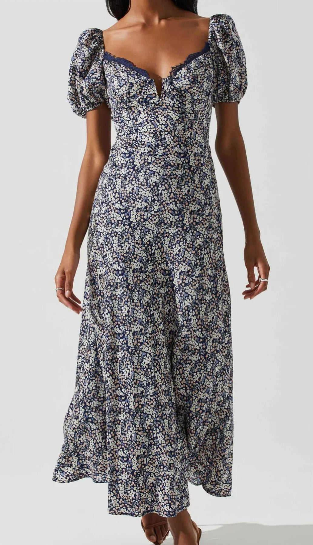 Sylvie Kleid im Dunkelblau Ditsy