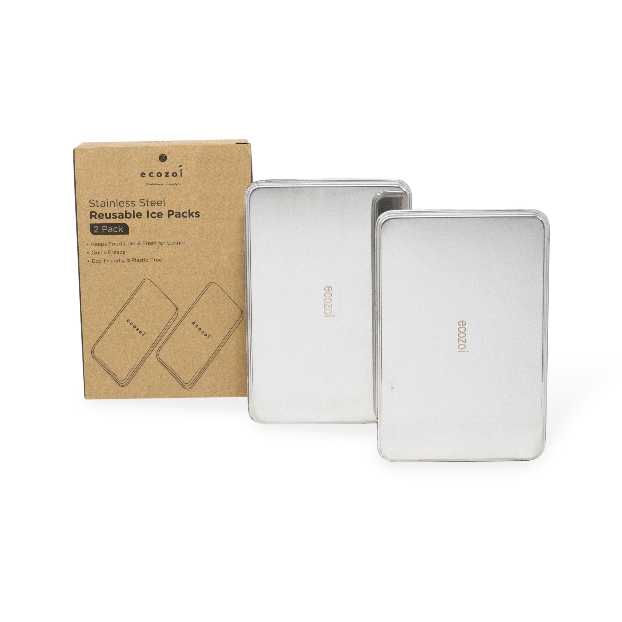Ecozoi Edelstahl Gefrierbeutel für Lunchboxen und Lunch Taschen, 2er Packung