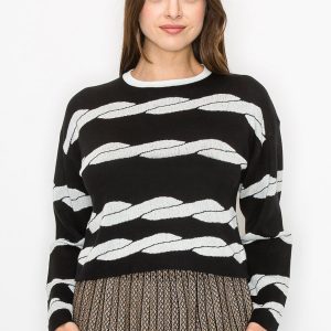 Schwarz & Weiß Wirbelpullover 7832929271868