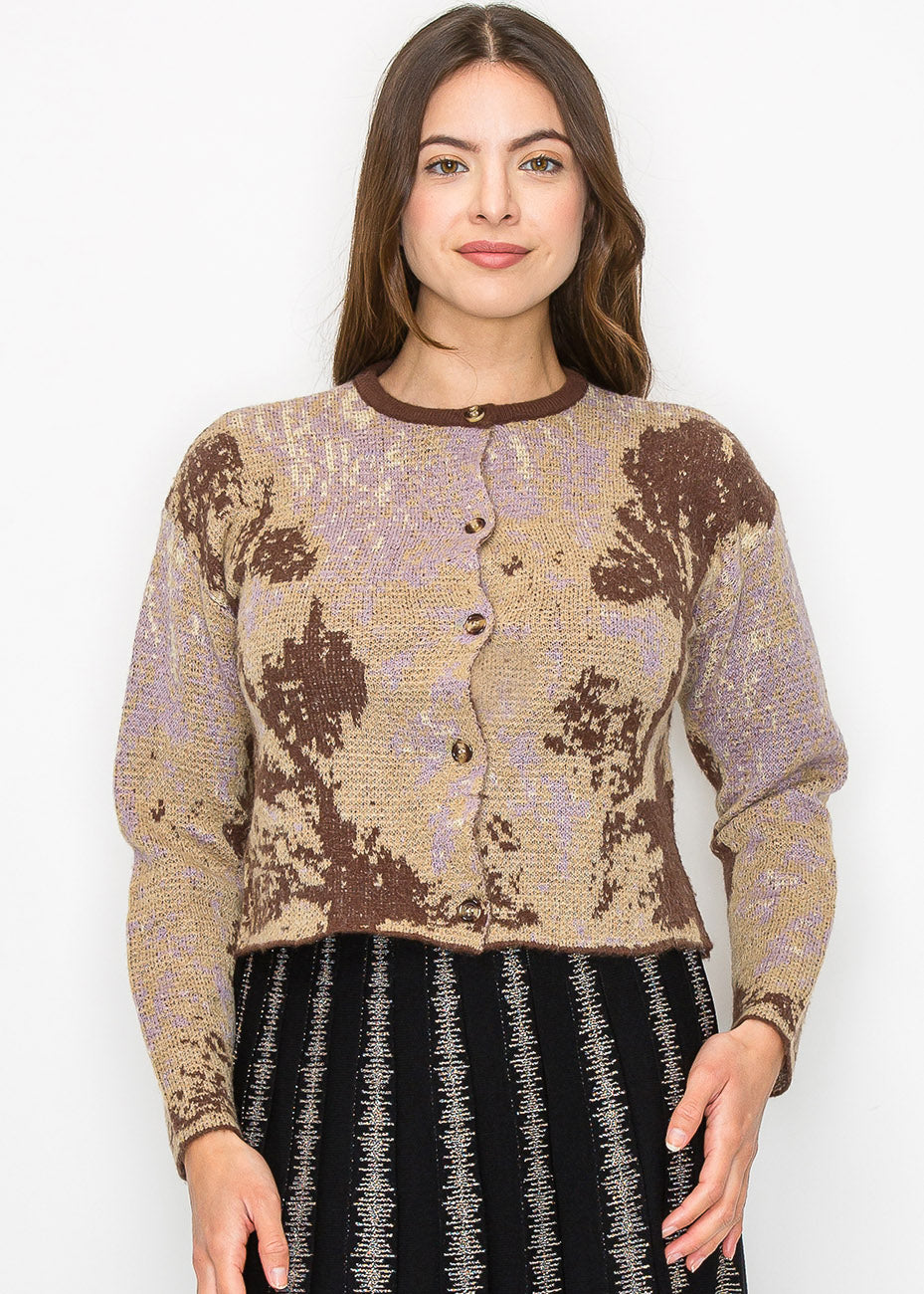 Herbst Hues geknöpfte Strickjacke