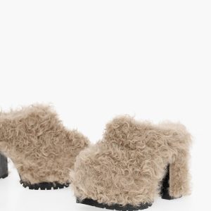 Haus Von Honig grob Sole Shearling Mules Ferse 13 Cm