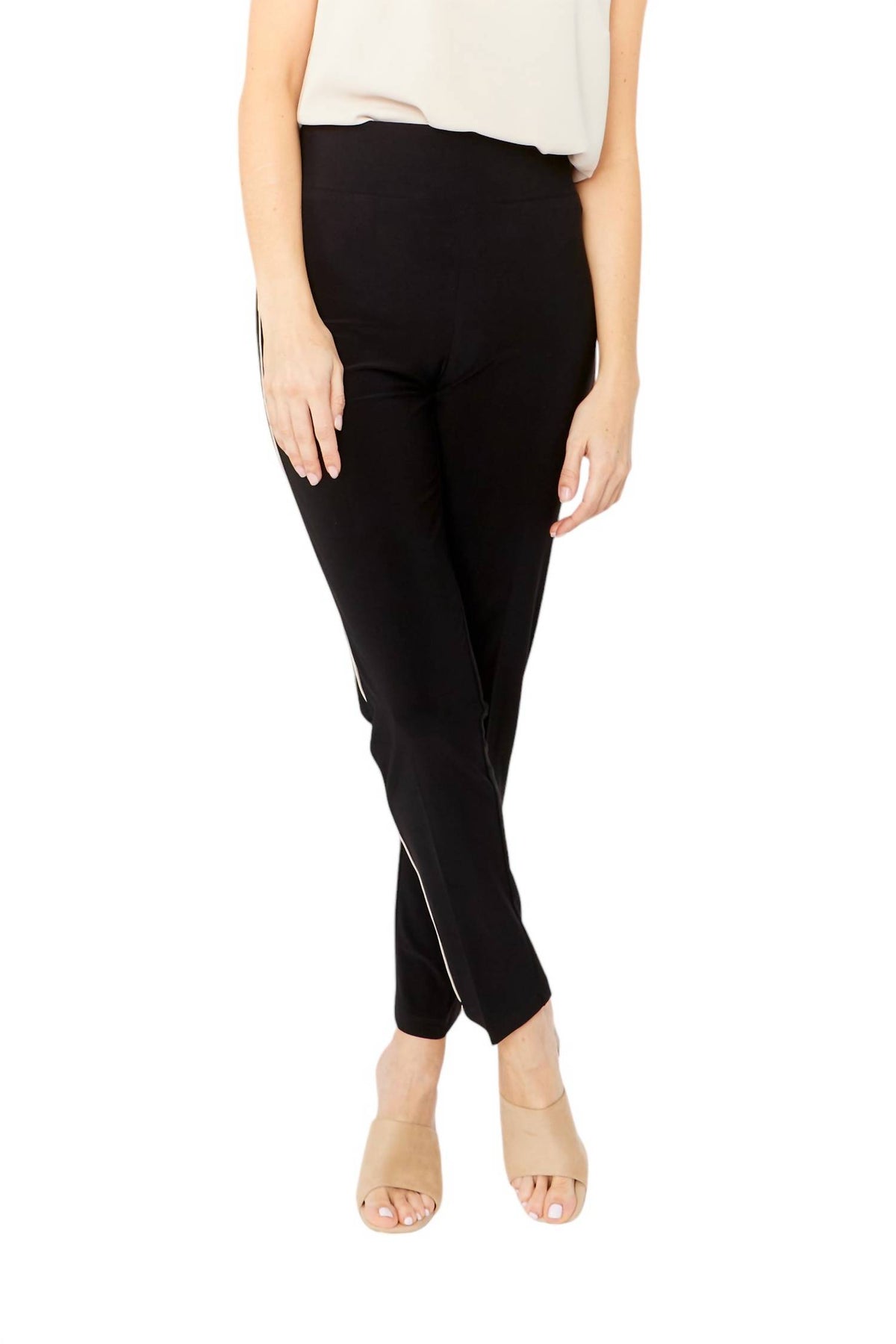 Hose mit hohem Bund in Schwarz/Beige