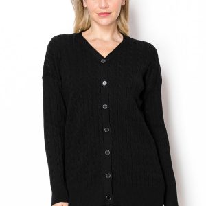 Classic schwarze Strickjacke aus Kabelstrick 7832968069180