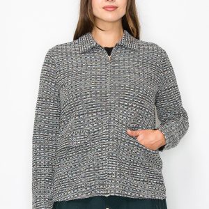 Collared Strickjacke mit geometrischem Muster 7833030852668