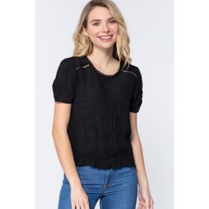 kurze Raffen slv plissiert gewebt Top 7805700472892