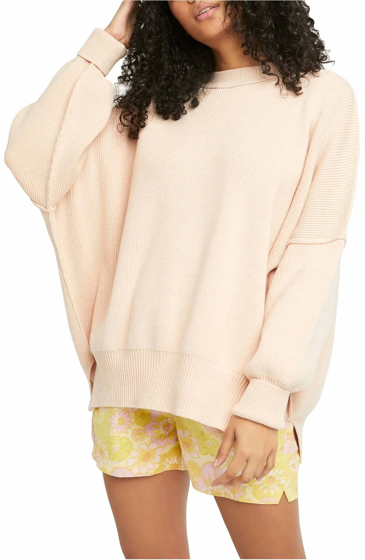 Einfache Straße Tunika Pullover in Pfirsich Parfait