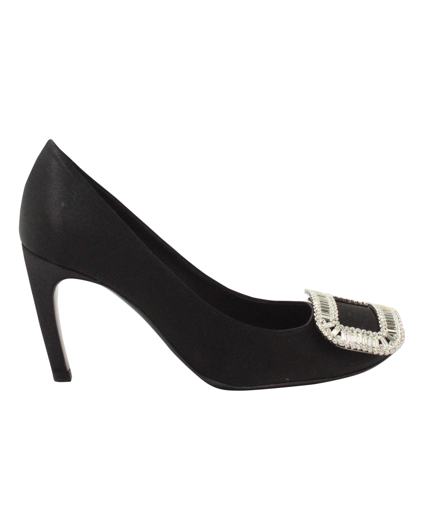 Roger Vivier Swarovski Kristall Buckle Belle De Nuit Pumps aus schwarzem Satin