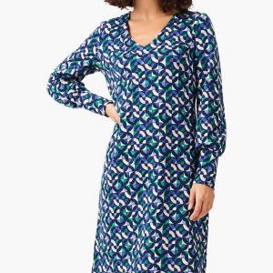Geo Waves Cruise Kleid in blau multi 7804544090172