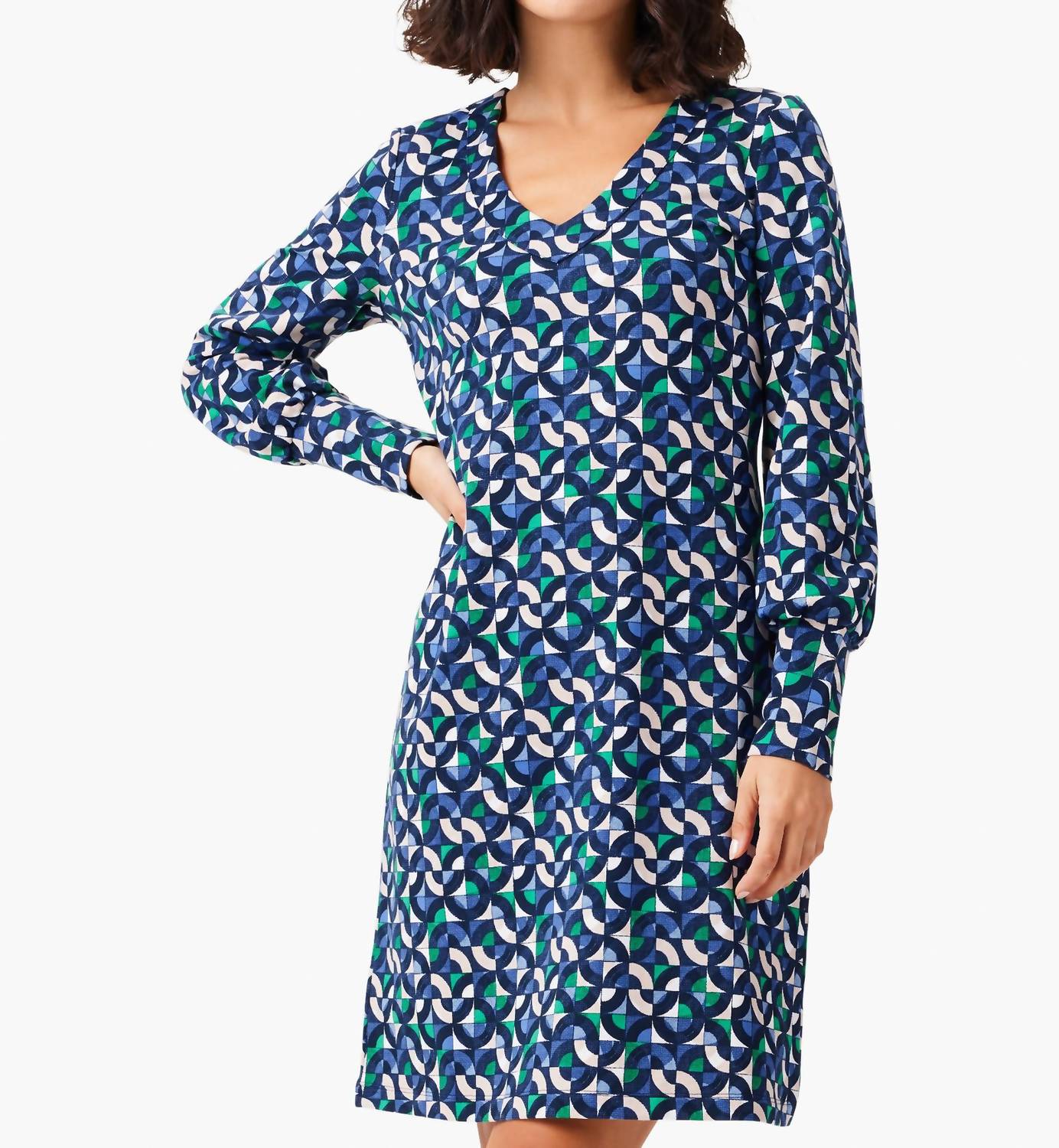 Geo Waves Cruise Kleid in blau Mehrfarbig