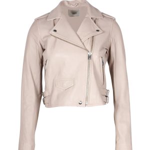 Iro Ashville Biker Jacke aus beige Lammfell Leder 7703682187324