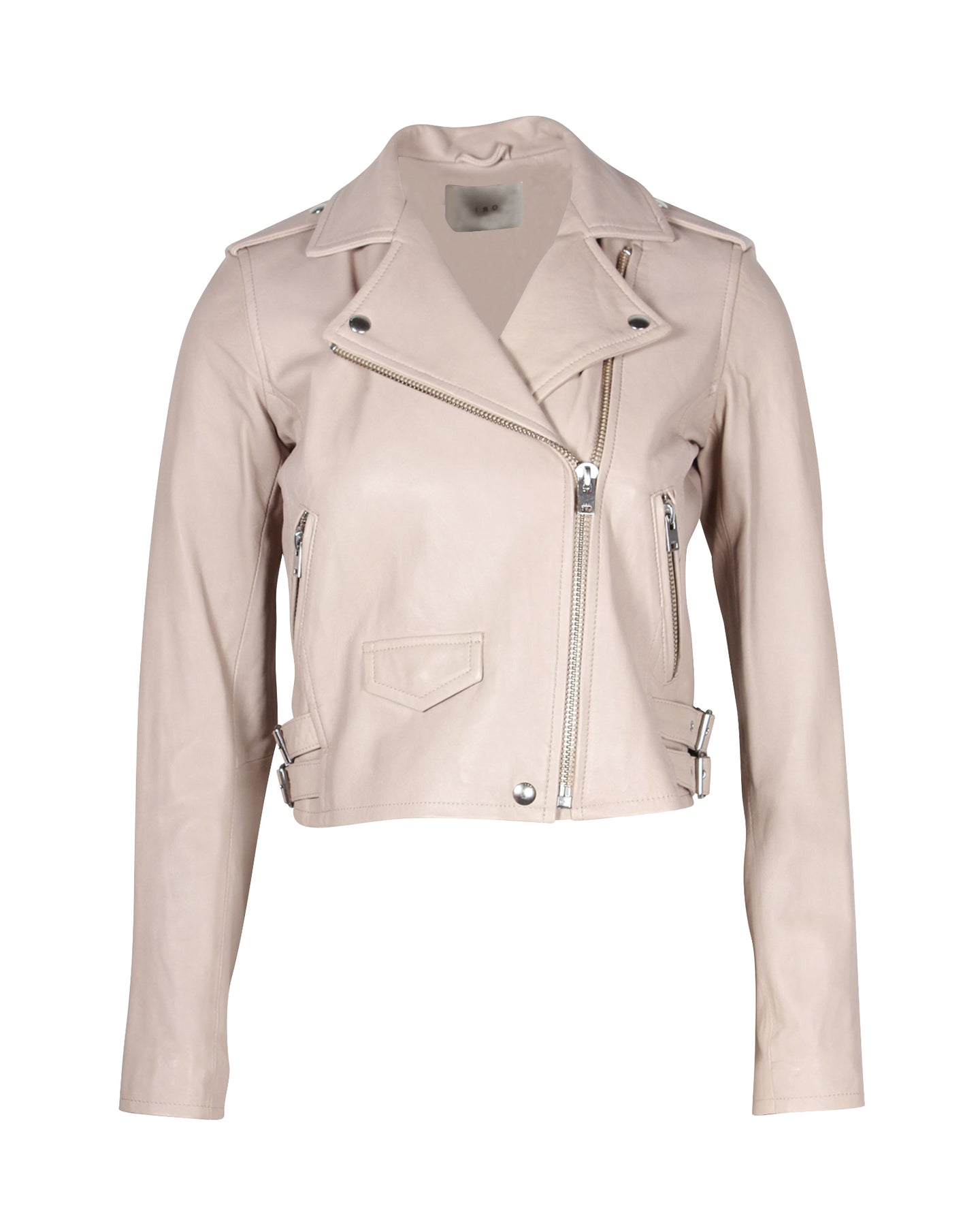 Iro Ashville Biker Jacke aus beigefarbenem Lammleder