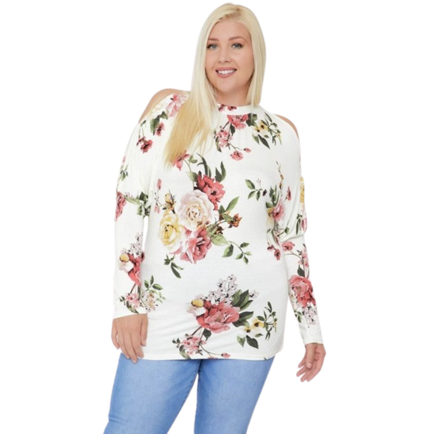 Flattering Ausschnitt Details Blumenmuster Top