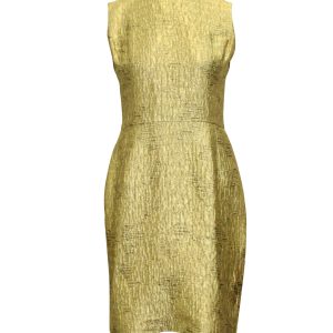 Oscar De La Renta Ärmelloses Mantelkleid aus Metallic Gold Viskose 7703681597500