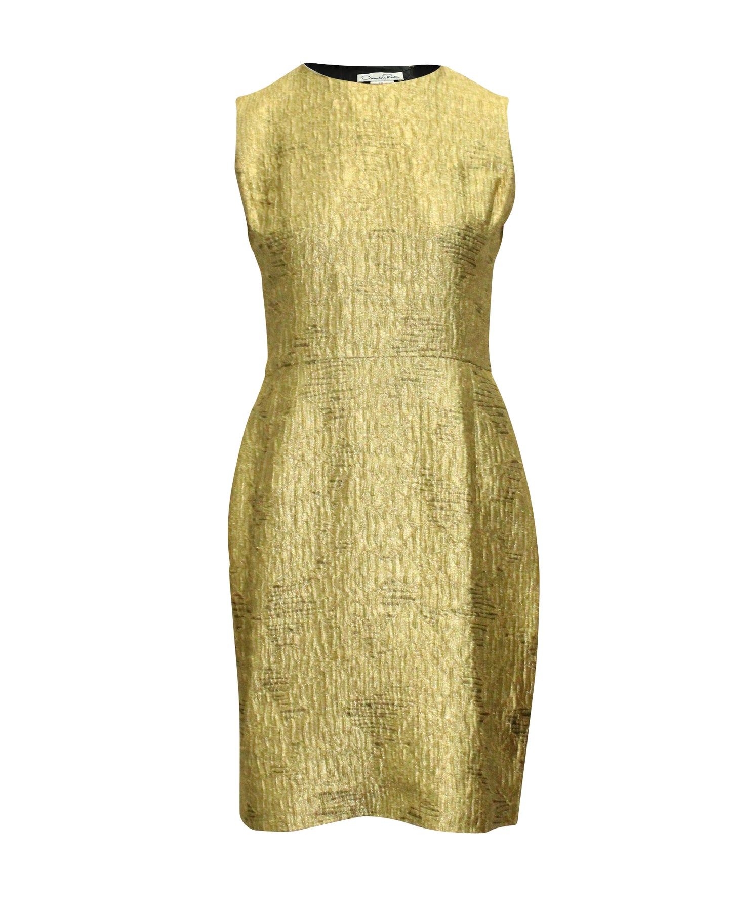 Oscar De La Renta – Schulterfreies Kleid aus Metallic-Gold