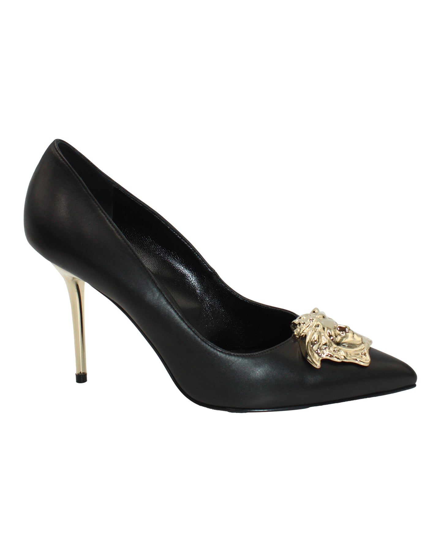 Versace Medusa Pumps mit Spitze aus schwarzem Leder