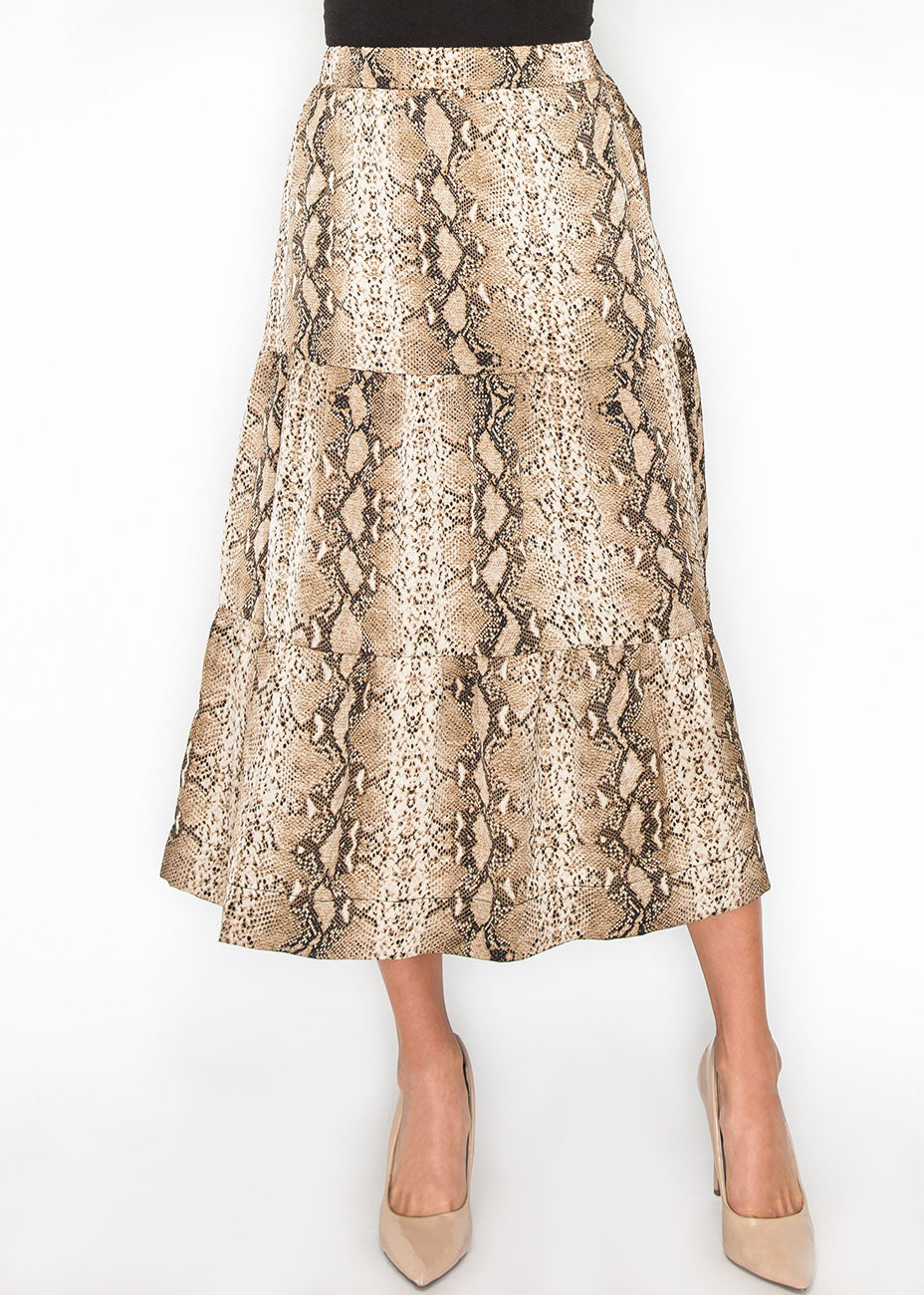 Snakeskin Muster gestreifter A-Linienrock