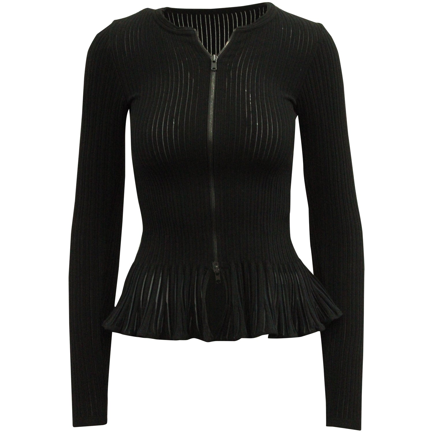 Alaïa Strickjacke mit Reißverschluss aus schwarzer Wolle