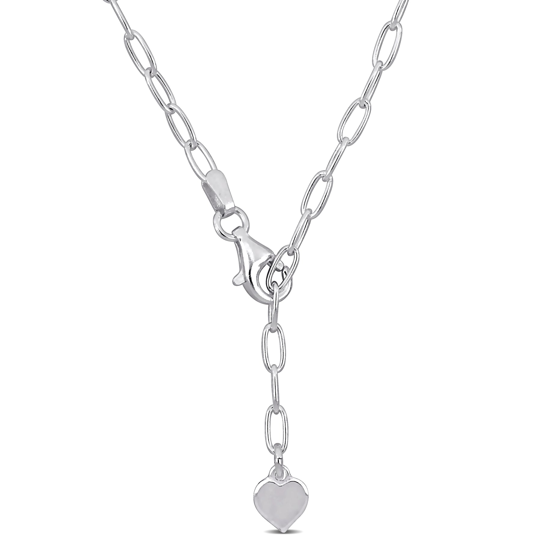 Mimi & Max 2.6mm Herz Charm Lariat oval Link Halskette in Sterling Silber – 16 in