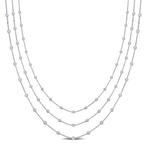 Mimi & Max 3-Strand Station Ball Halskette aus Sterling Silber – 16+2 in