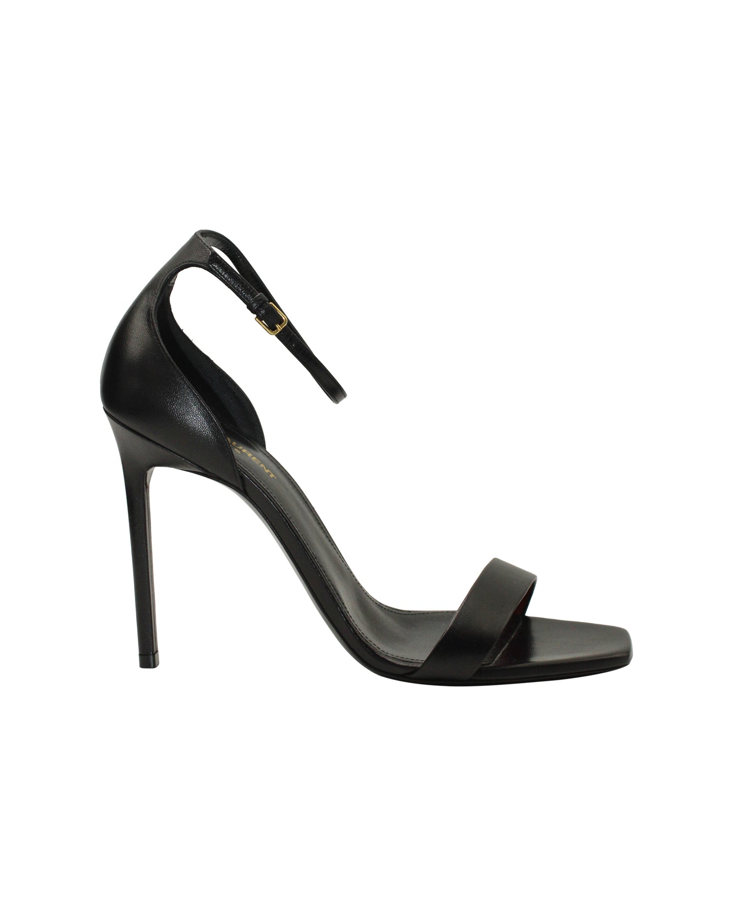 Saint Laurent Amber Knöchel Strap 105 Sandalen aus schwarzem Leder