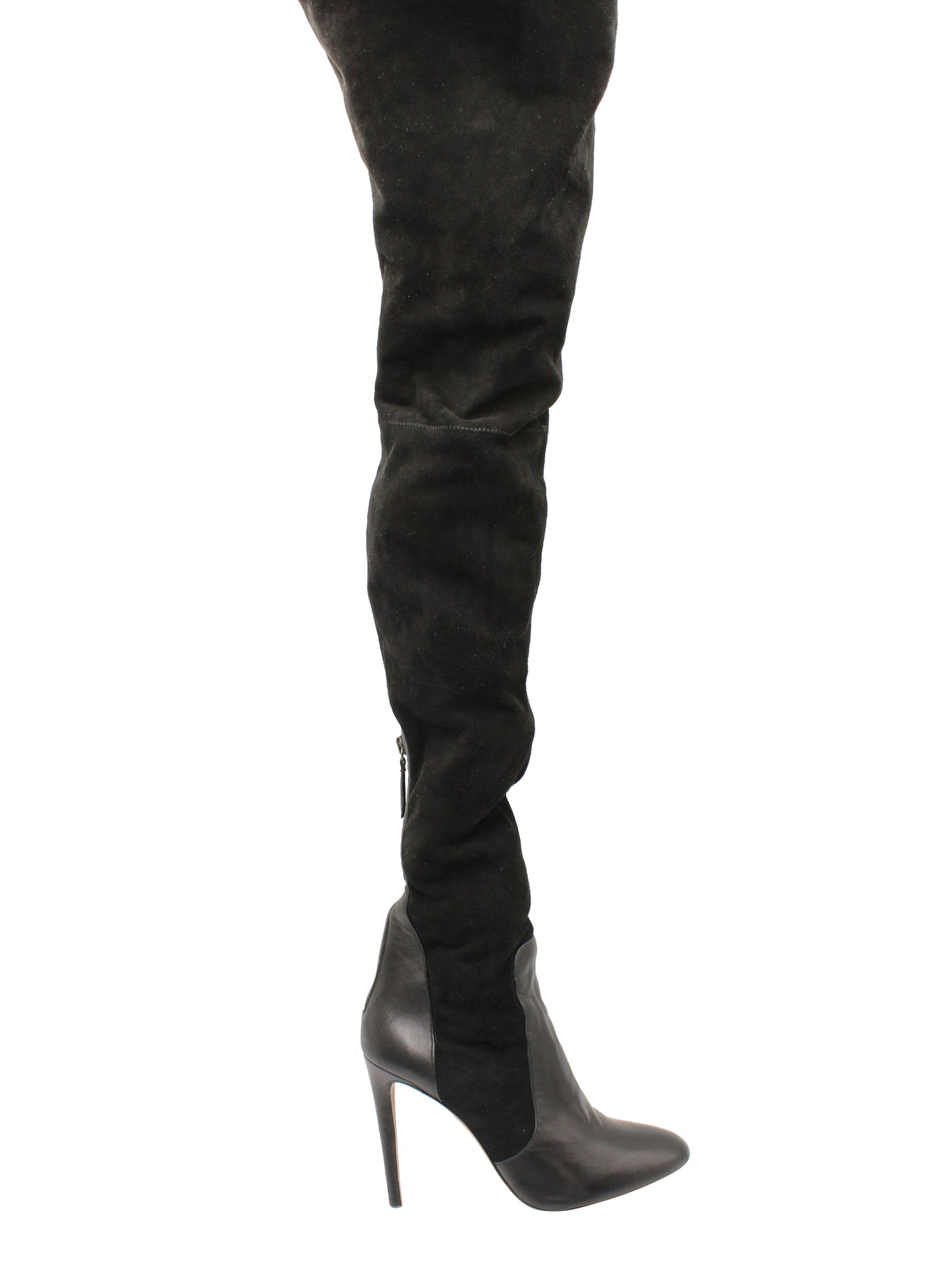 Aquazzura Alle Ich brauche 105 Overknee High-Heel Stiefel in schwarzem Wildleder