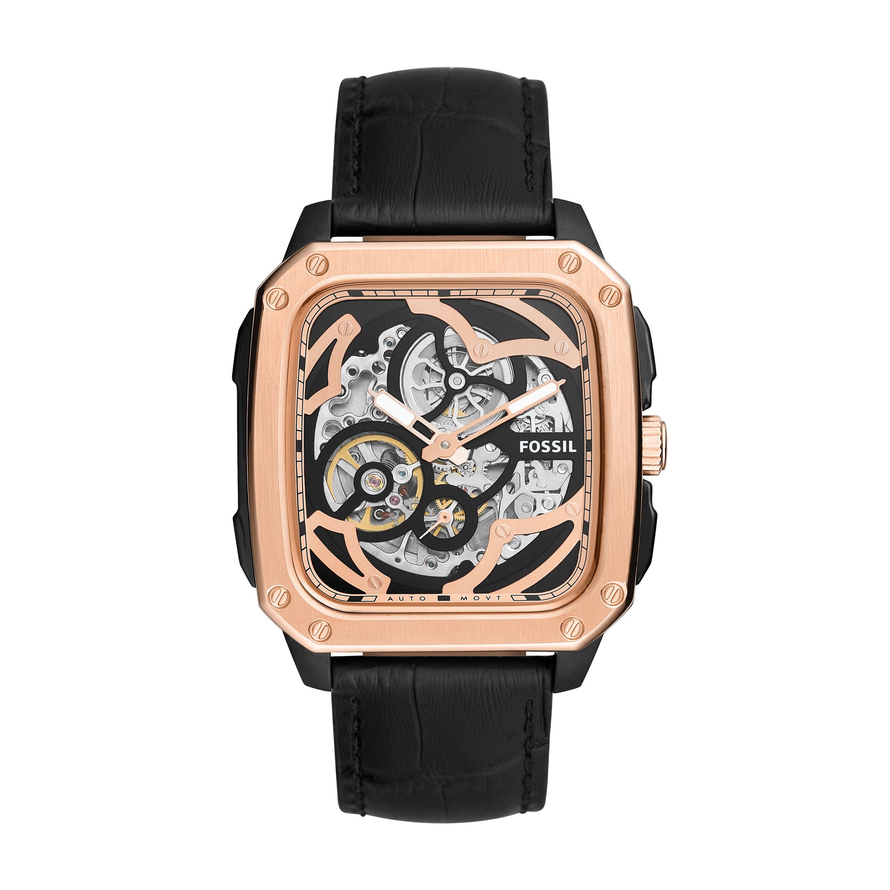 Fossil Herren Inscription Automatische Dreizeiger, Schwarz-Tone Edelstahl Uhr, ME3203
