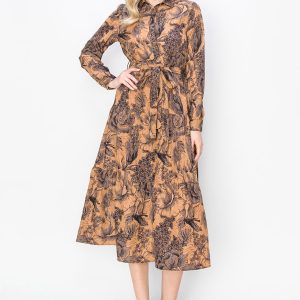 Sketch florale Rost Midikleid 7833054117948
