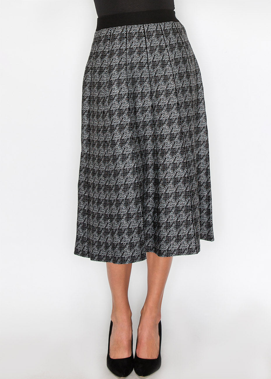 Schwarzer Houndstooth Flair Rock