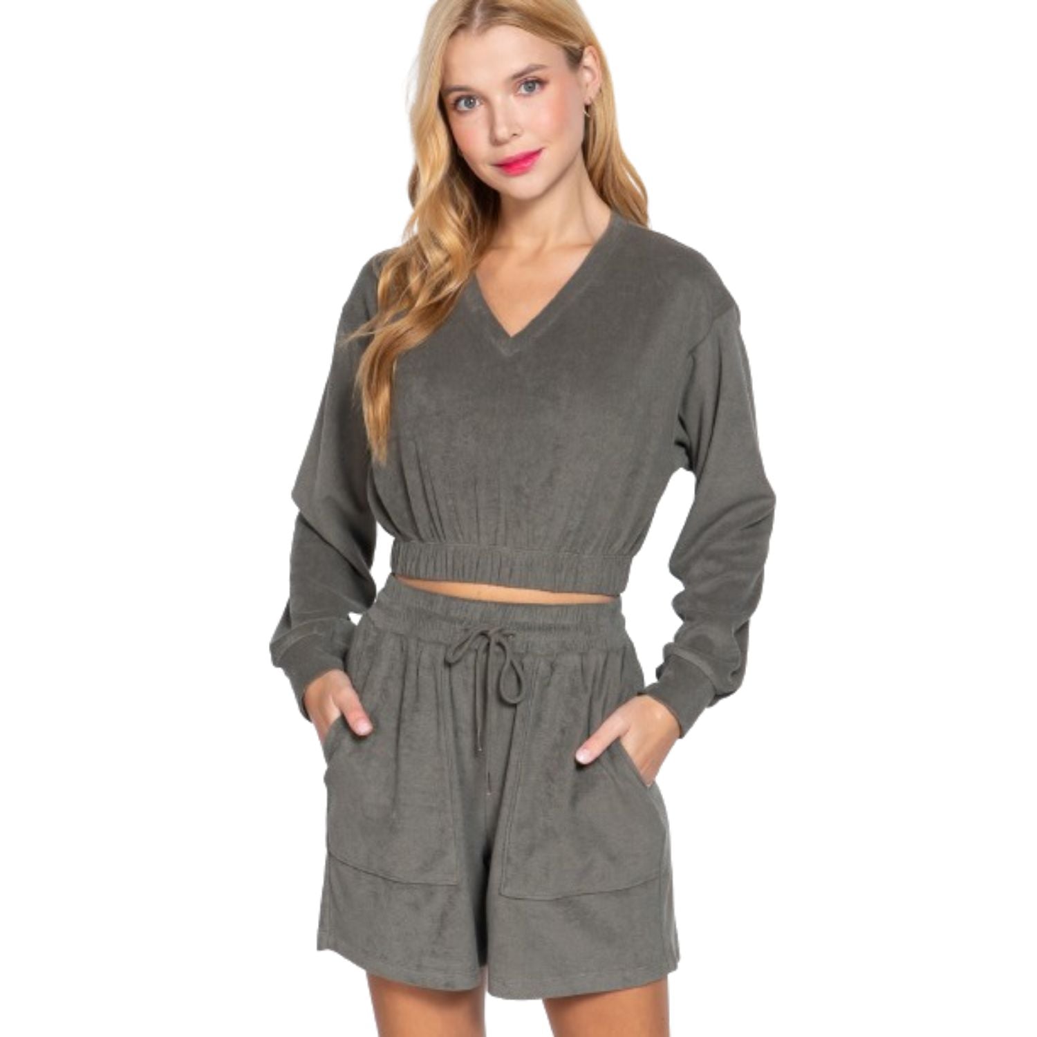 Elastischer Saum Terry Towelling Top