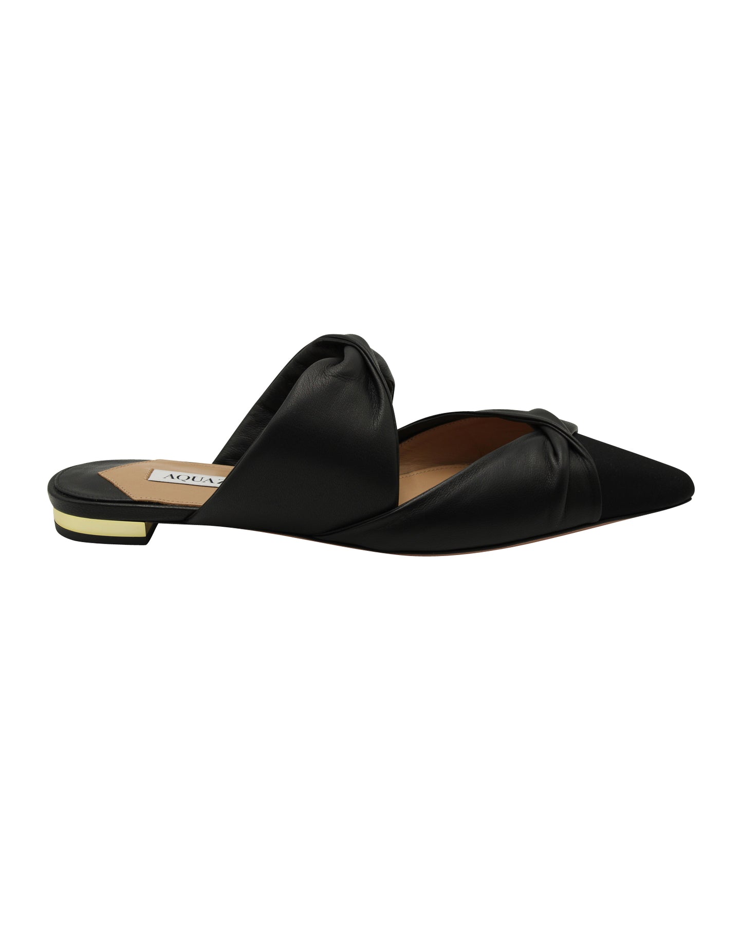 Aquazzura Twist Flache Mules aus schwarzem Leder