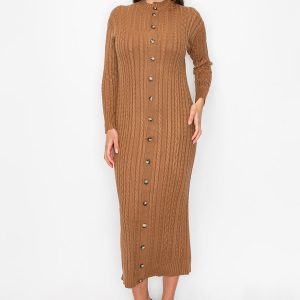 Rust Cable Strickknopf Kleid 7832913281084