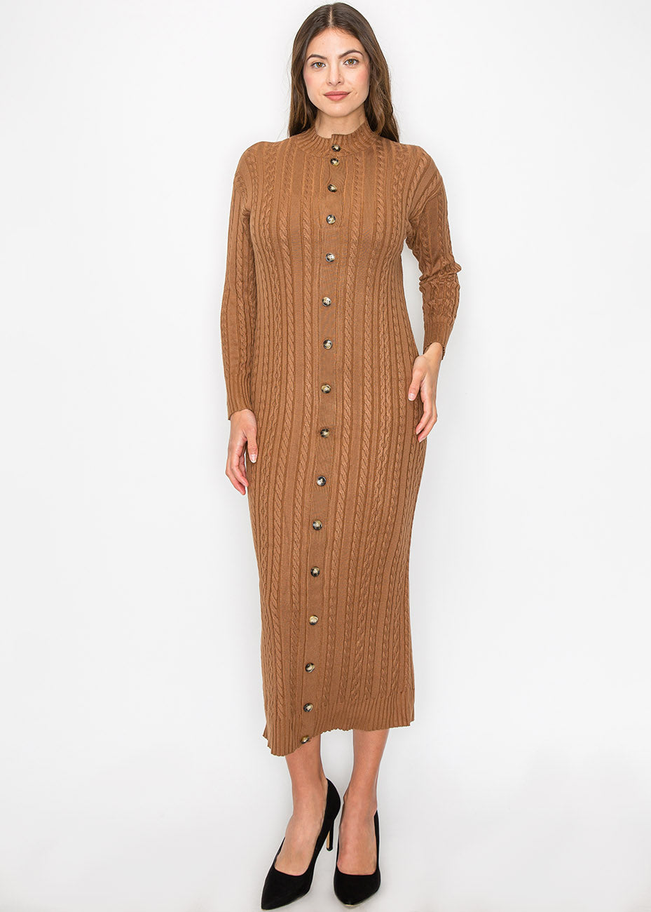 Rust Cable stricken Knopfkleid
