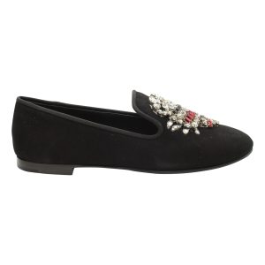 Giuseppe Zanotti Verzierte Scorpion Slipper aus schwarzem Wildleder