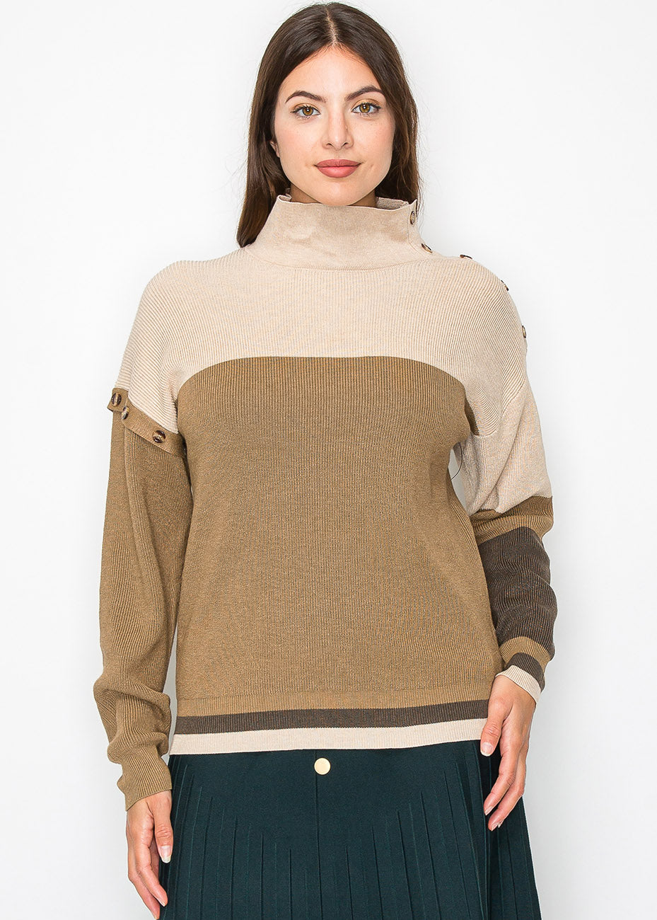 Camel Strick Pullover mit Knöpfen