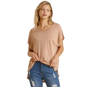 kurze schiere dolman Ärmel shoop Hals oben mit seitlichen Schlitz 7805713547324