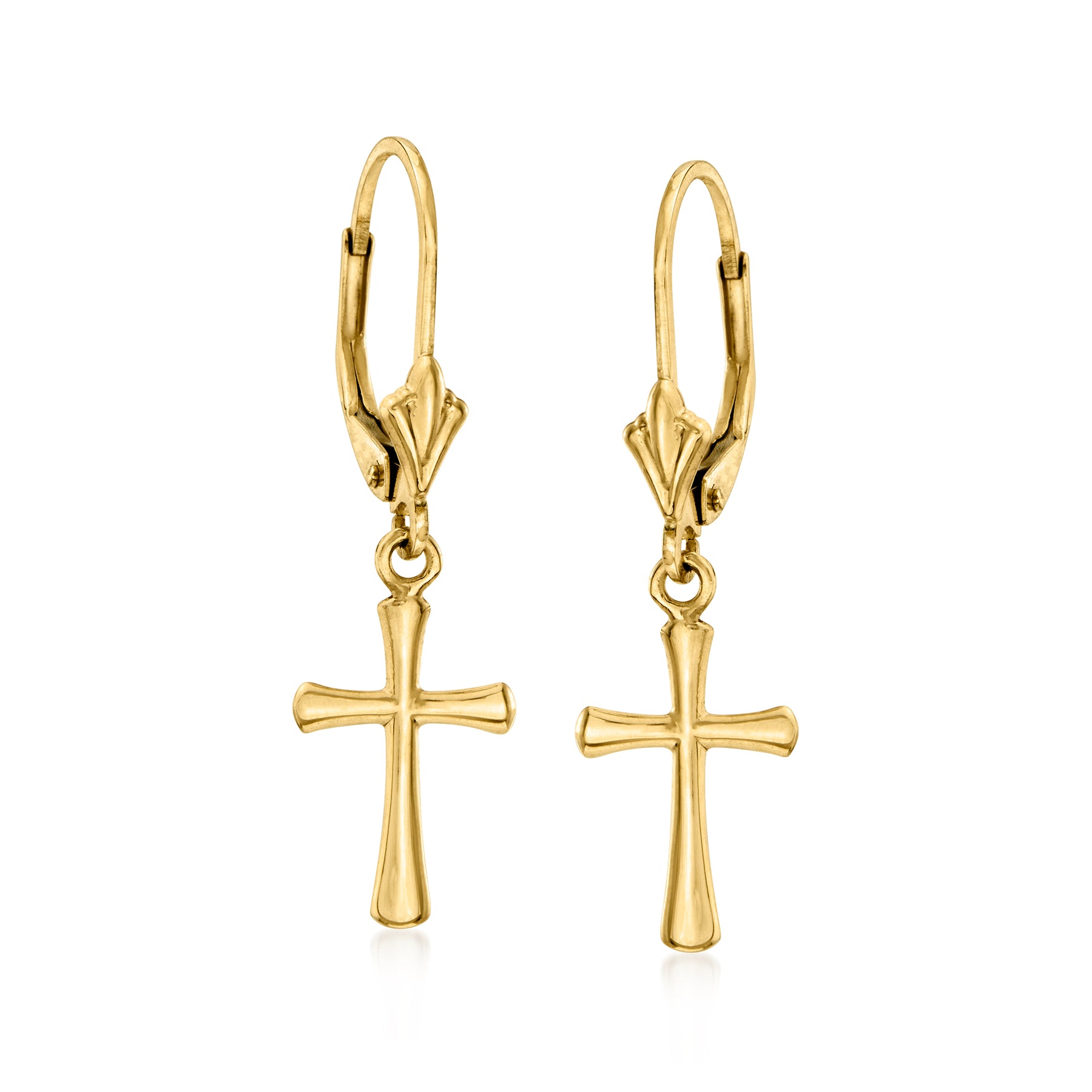Kanarische 10kt Gelbgold Kreuz Tropfen Ohrringe