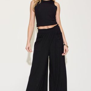 Full Size gerippte Tank und breite Bein Hose Set 7805716627516