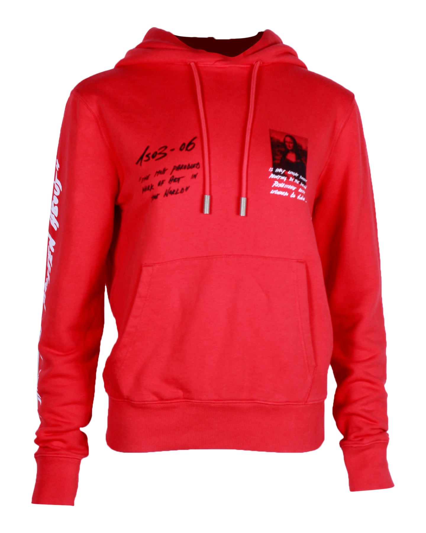 Off-White Mona Lisa Muster Kapuzenpullover aus roter Baumwolle
