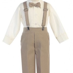Baby Jungen Khaki Einstellbare Clip-On Hosen Hut Set 6-24M