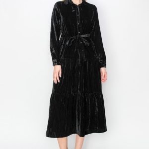 Elegant Schwarzes Samt Kleid 7832918261820