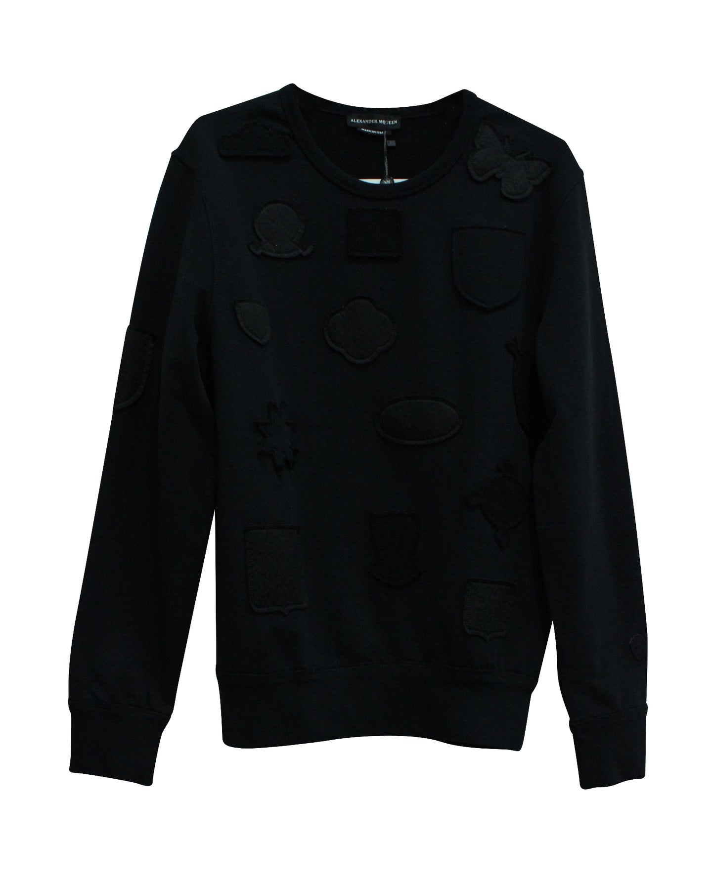 Alexander McQueen Pullover mit Rundhalsausschnitt aus schwarzer Baumwolle