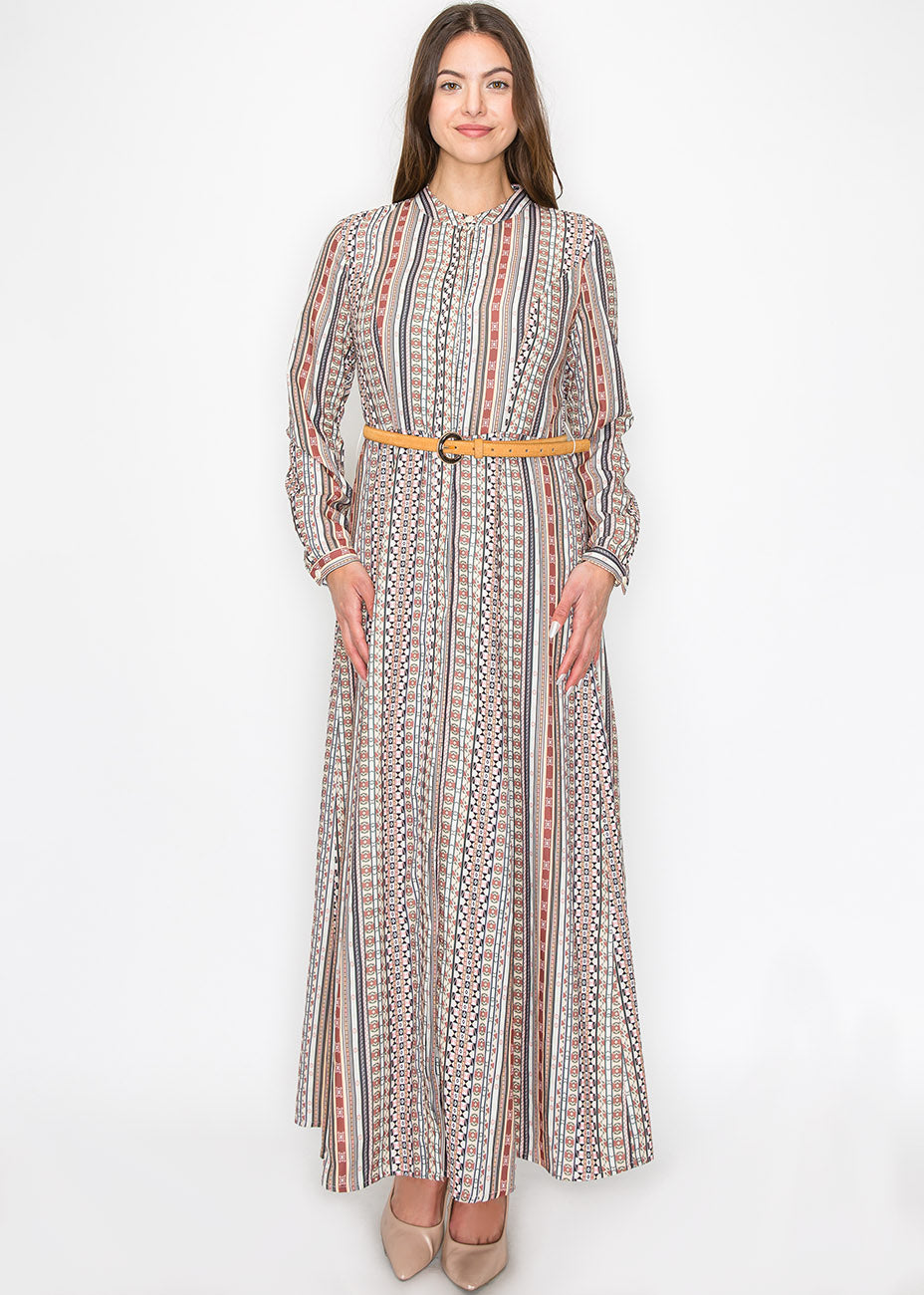 Gestreiftes mehrfarbiges Maxikleid