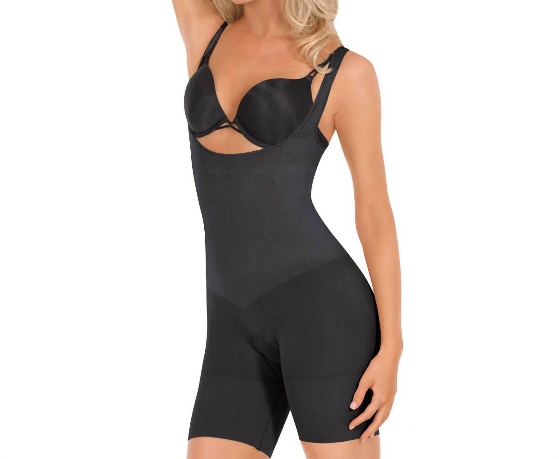 Nahtlose offene Büste Boxer Body Shaper in schwarz