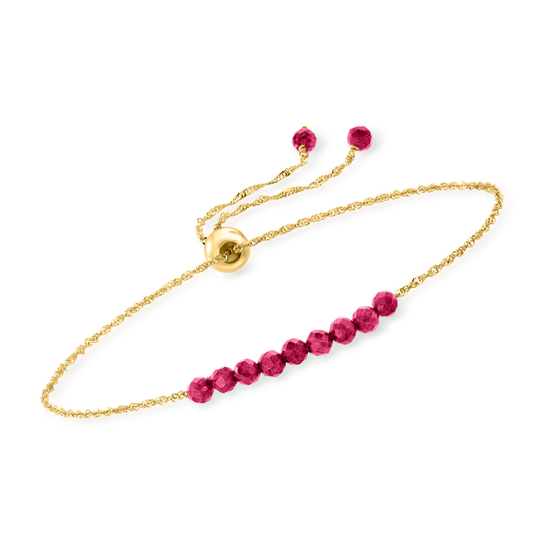 RS Pure Von Ross-Simons Rubin Bead Bolo Armband 14kt Gelbgold