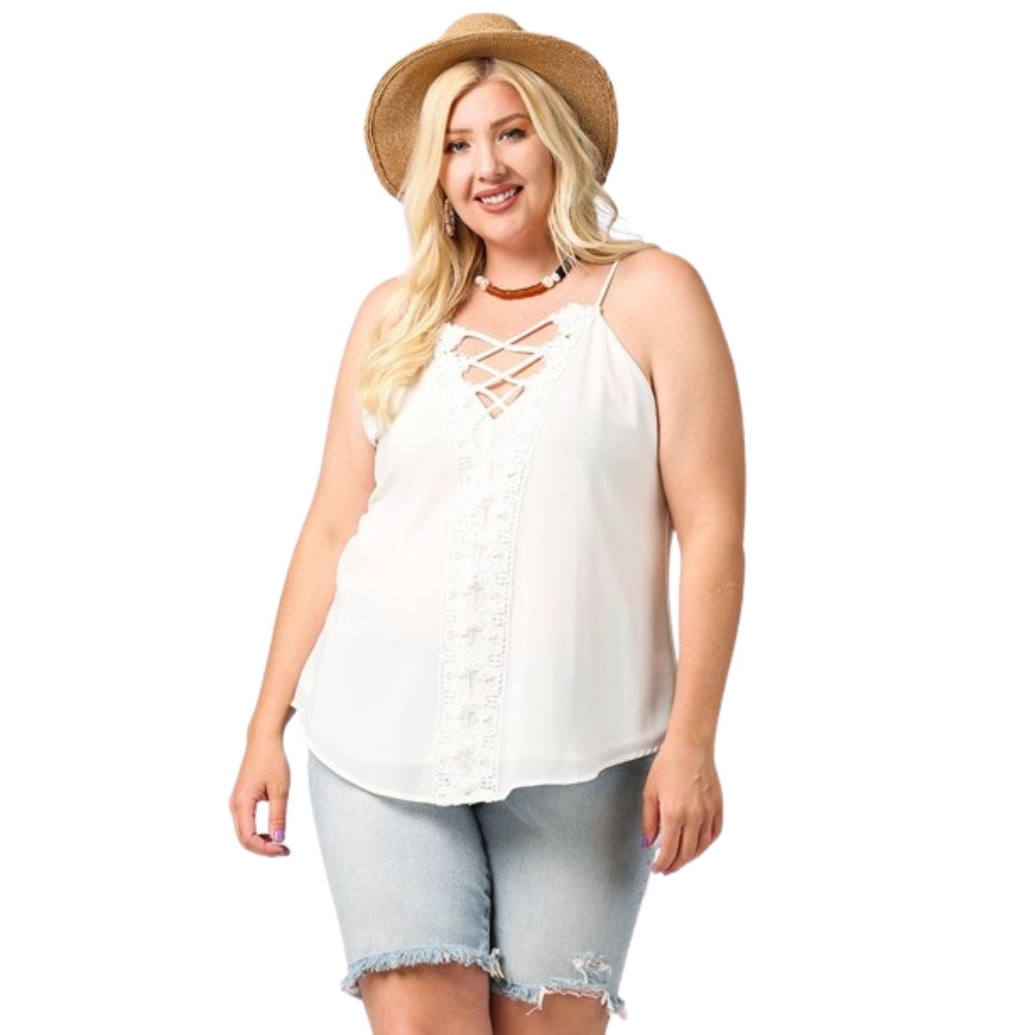 Eintauchende V-Ausschnitt Gitter Top mit Scalloped Spitze
