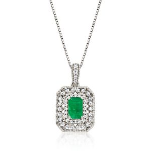 Ross-Simons Emerald Und. Diamant-Anhänger Halskette in Sterling Silber
