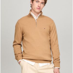 Tommy Hilfiger Herren Flagge Logo Viertelreißverschluss Pullover