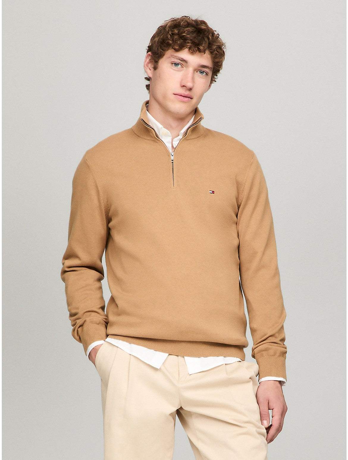 Tommy Hilfiger Herren Flagge Logo Viertelreißverschluss Pullover