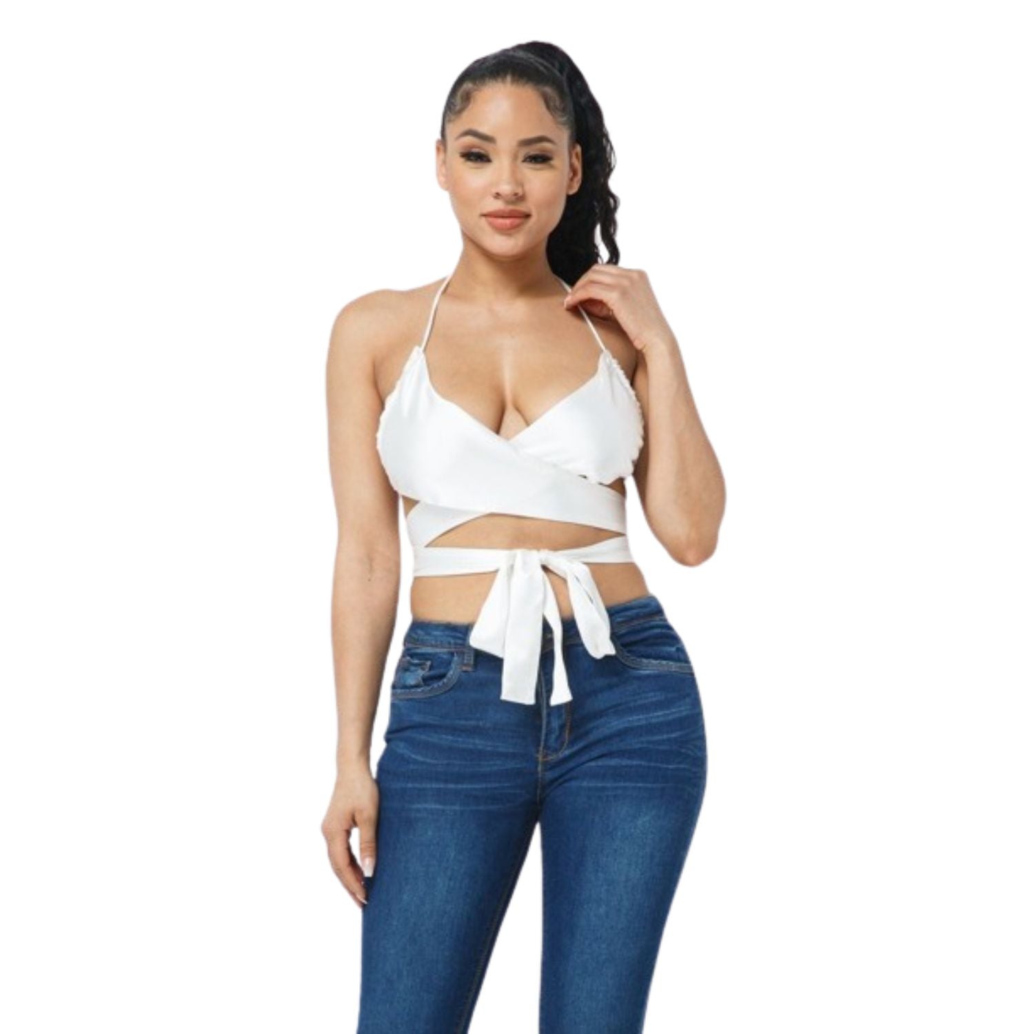 Satin Wickeln Sie um Top
